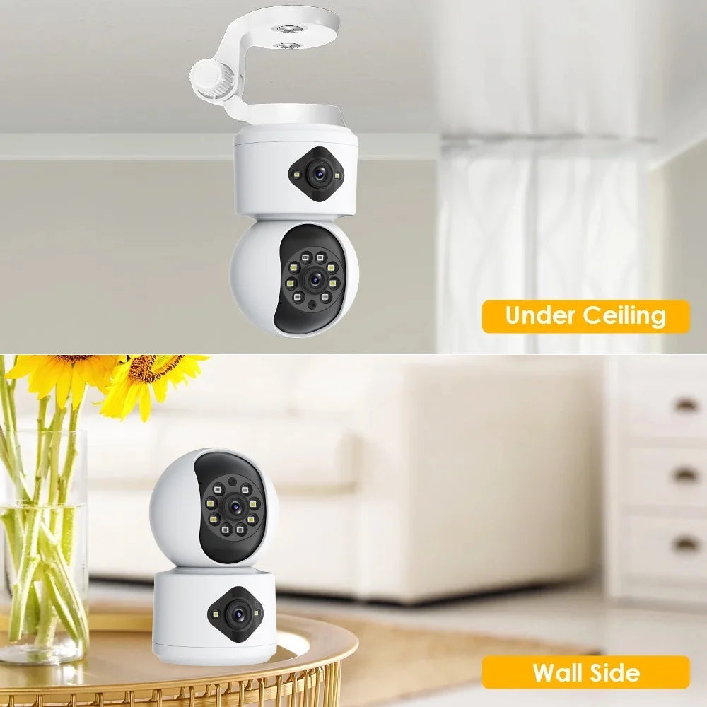 Baby Monitor with 2 Security Cameras, 5G/2.4G Wifi Dual-Screen Display Indoor Baby Camera, 2K HD Full-Color Night Vision with Human Shape Detection Motion Tracking Two-Way Audio for Baby Pet Elderly