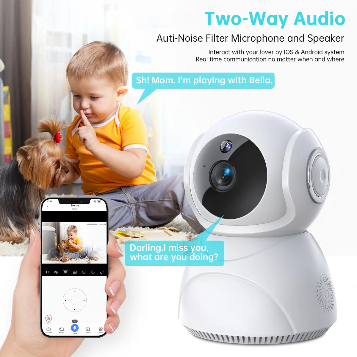 Baby Monitor -3K 5MP Video Baby Monitor with Camera and Audio - Baby Monitor Wifi Smartphone with Night Vision, Video Recording, App Control, Motion Detection/Tracking, 2-Way Audio